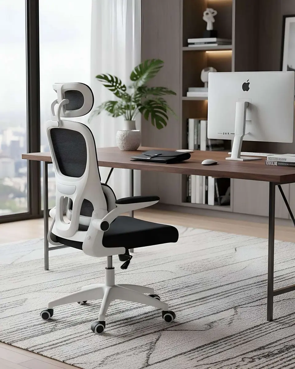 Silla Ergonómica Pro Máximo Confort con Apoyacabeza Ajustable Blanca 3