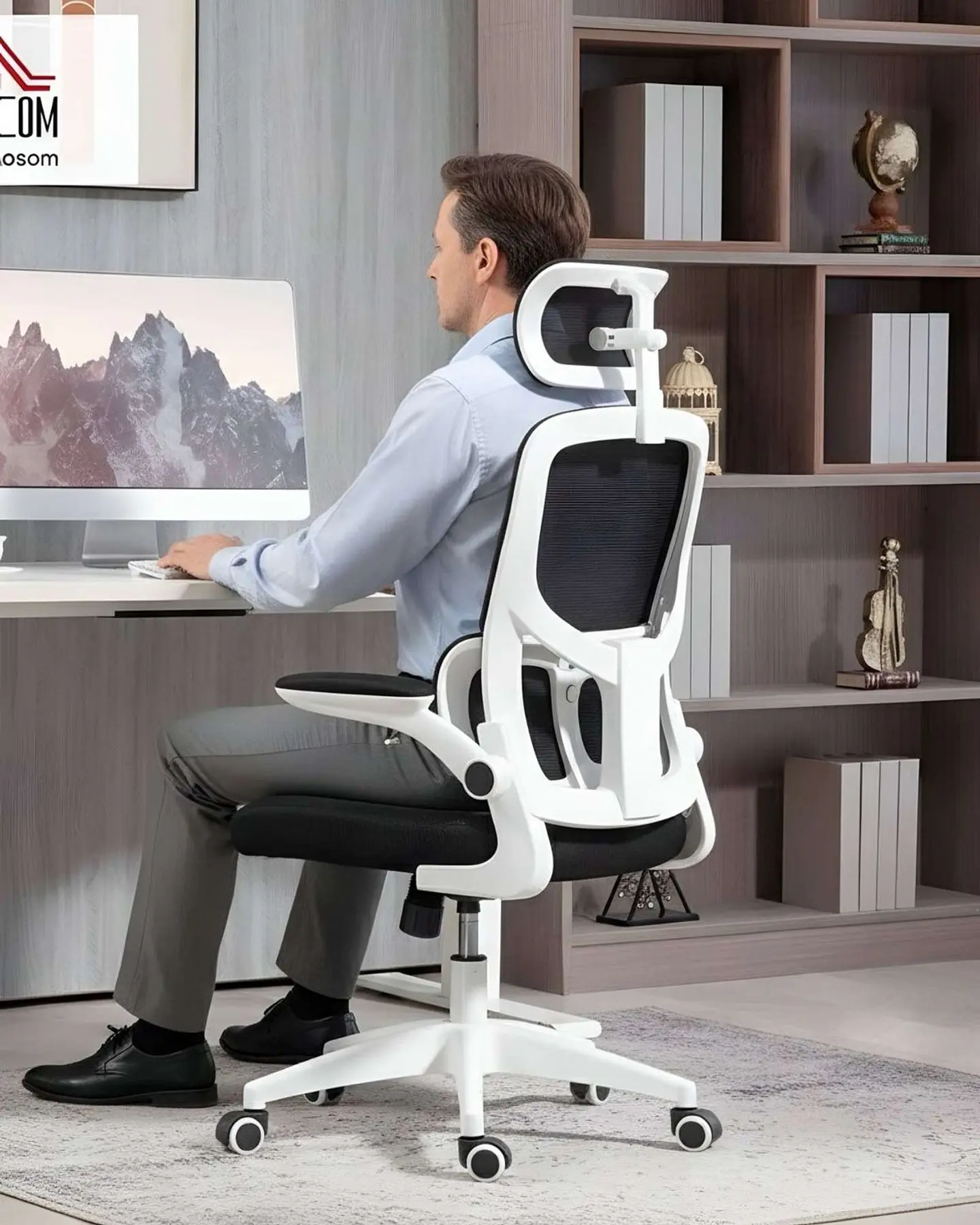 Silla Ergonómica Pro Máximo Confort con Apoyacabeza Ajustable Blanca 4