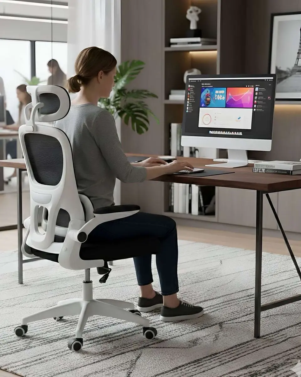 Silla Ergonómica Pro Máximo Confort con Apoyacabeza Ajustable Blanca 5