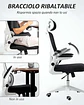 Silla Ergonómica Pro Máximo Confort con Apoyacabeza Ajustable Blanca - Miniatura 6