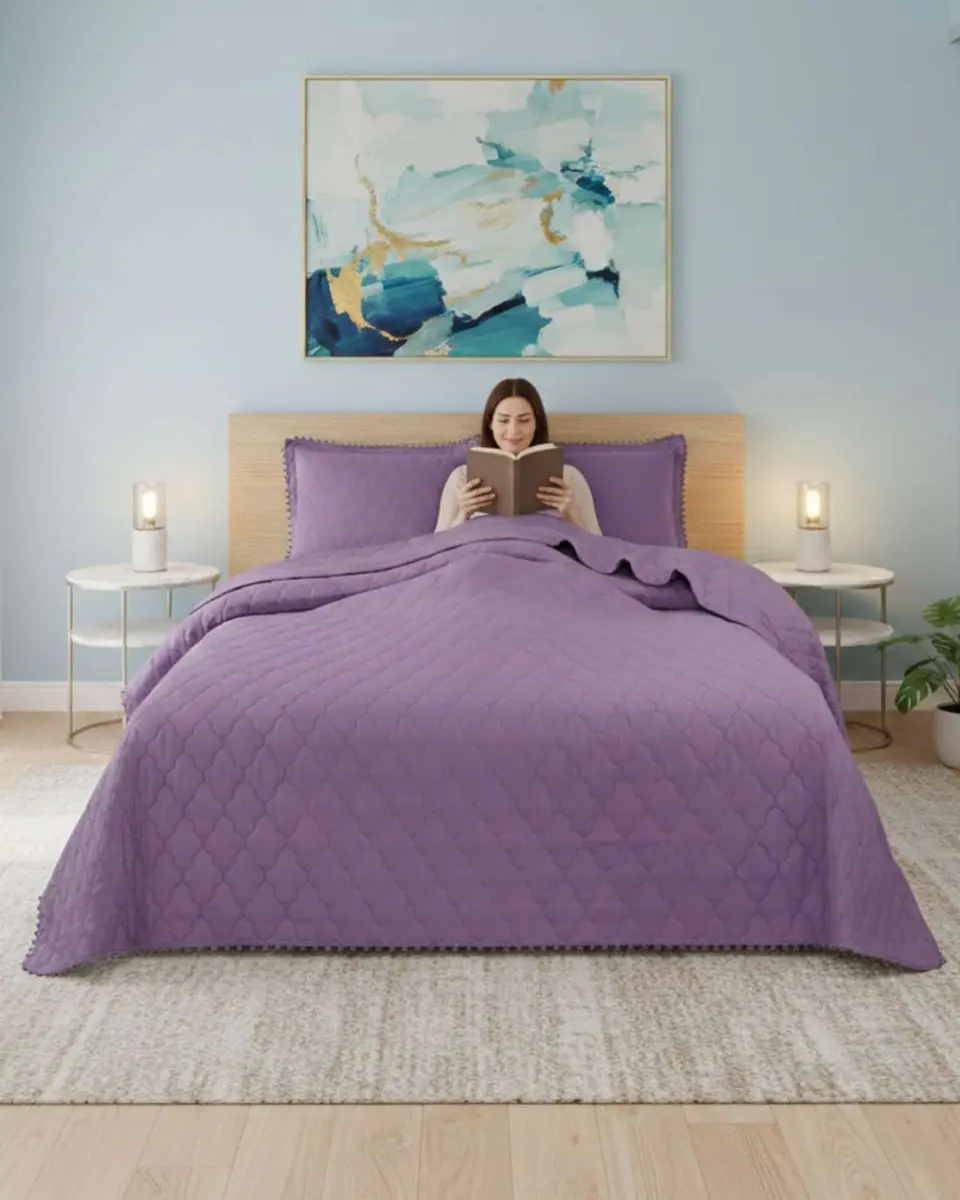 Cobertores de Verano-Primavera con Diseño de Pompon 2 plazas 1