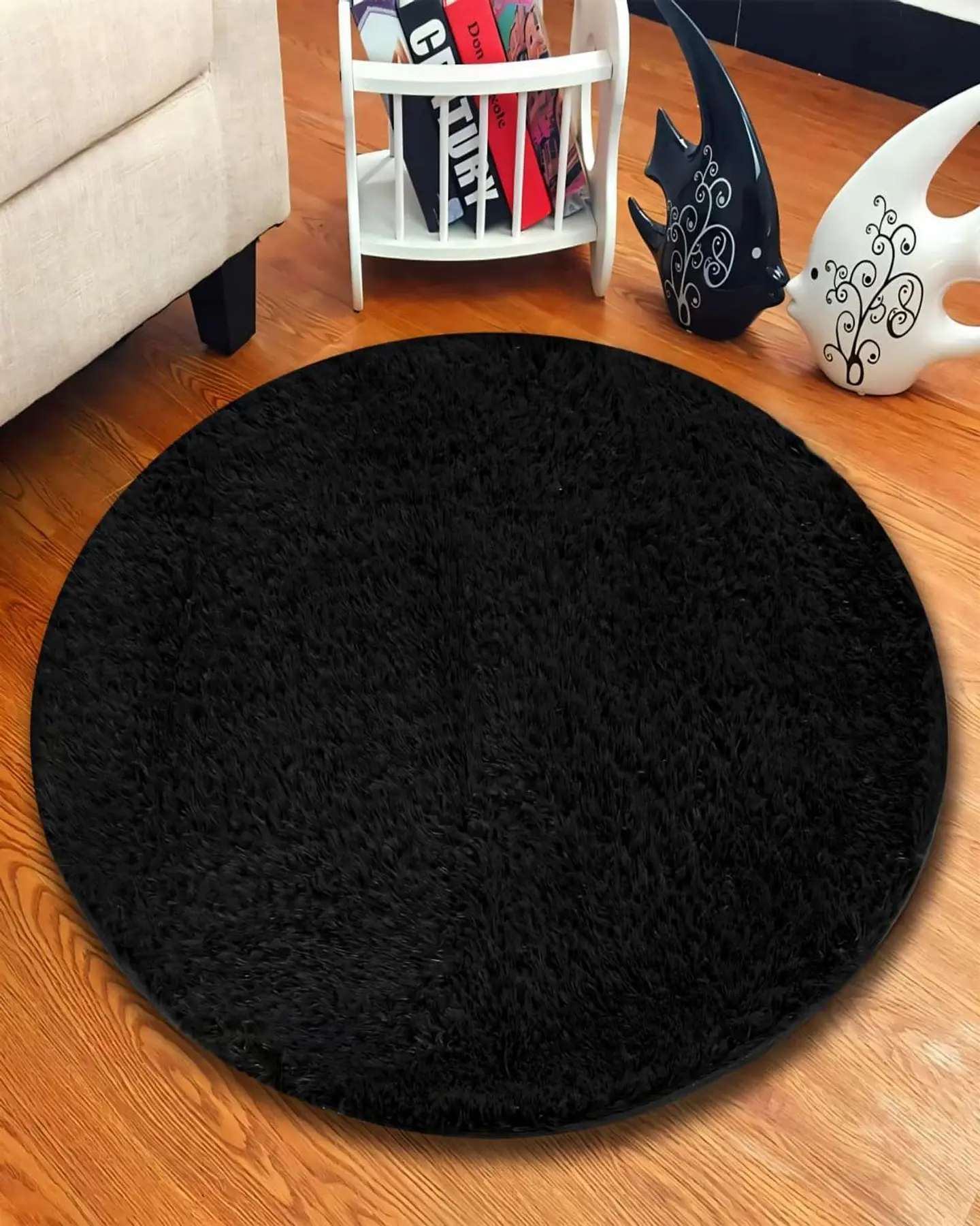 Alfombra Redonda de Pelo Suave Shaggy 150 cm 5