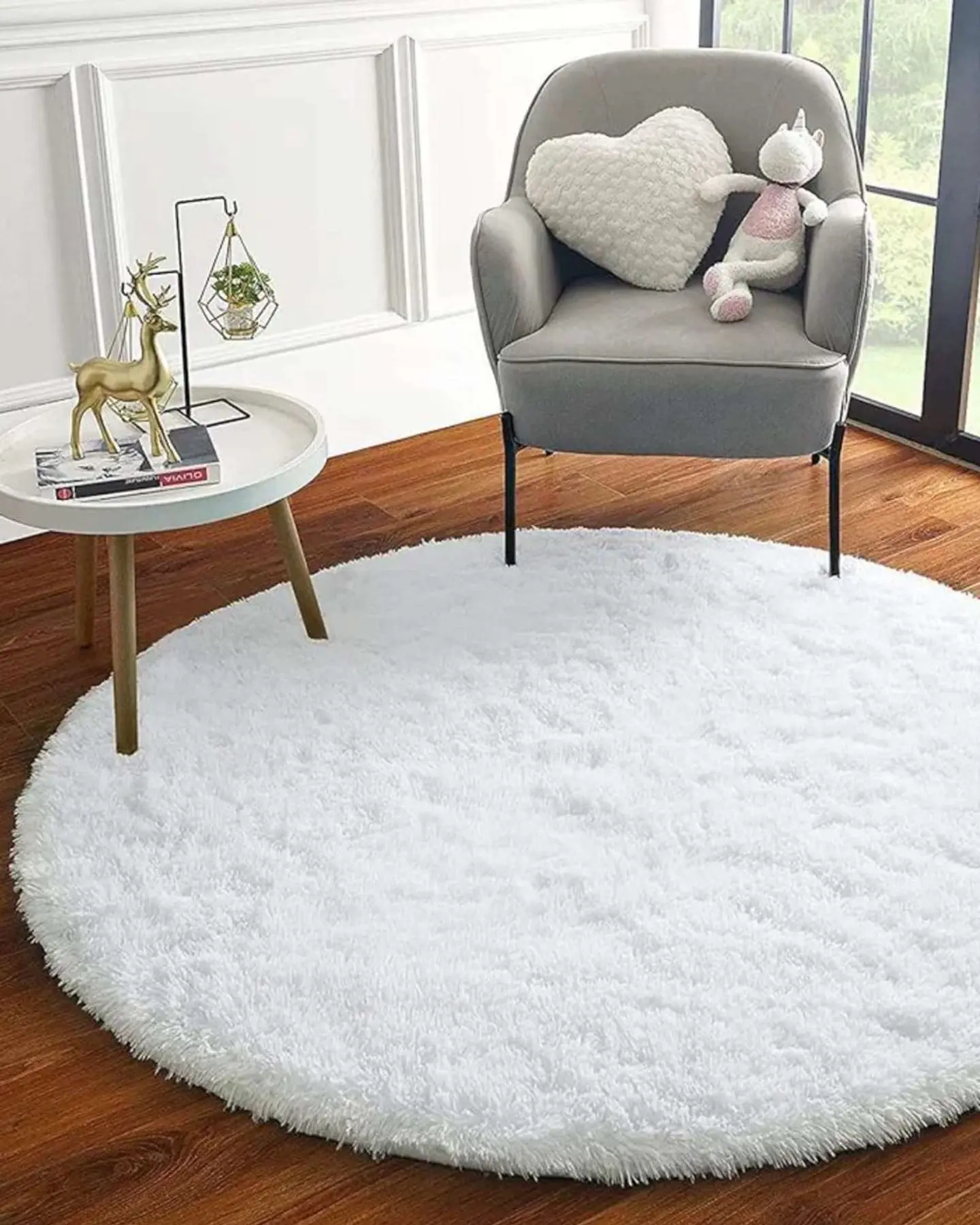 Alfombra Redonda de Pelo Suave Shaggy 150 cm 1