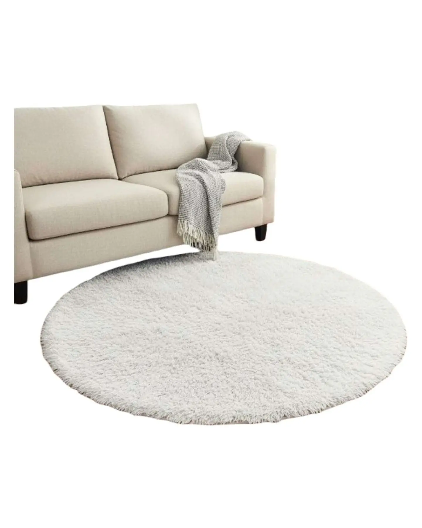 Alfombra Redonda de Pelo Suave Shaggy 150 cm 4