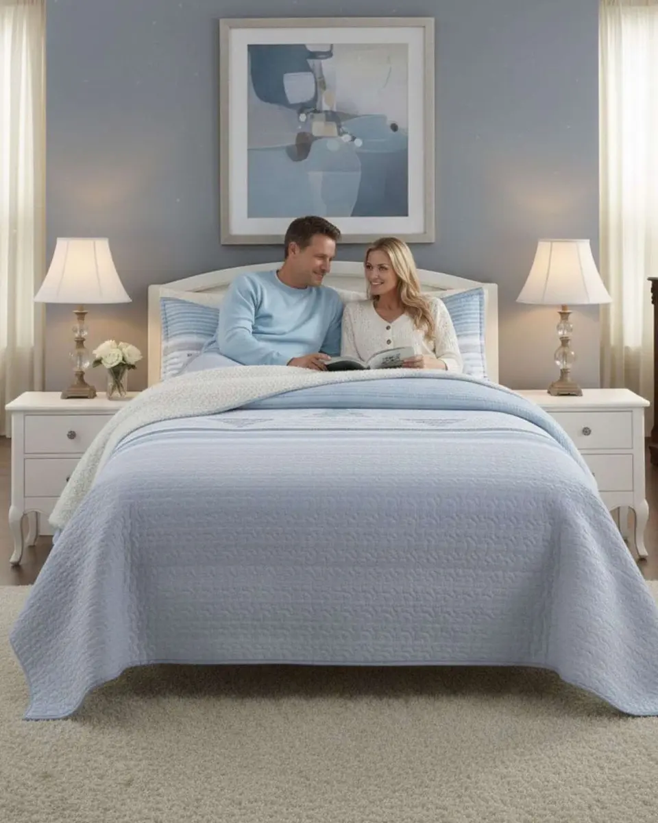 Cubrecama Quilt Con Sherpa Plaza y Media Diseño Elegante 180x230cm 1
