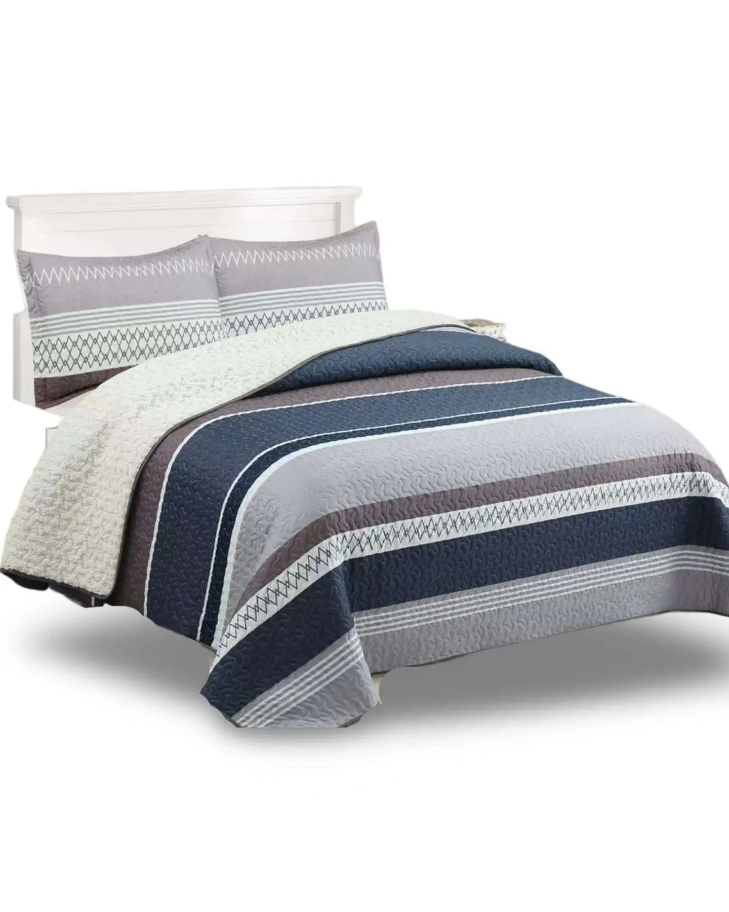 Cubrecama Quilt Con Sherpa Plaza y Media Diseño Elegante 180x230cm 5