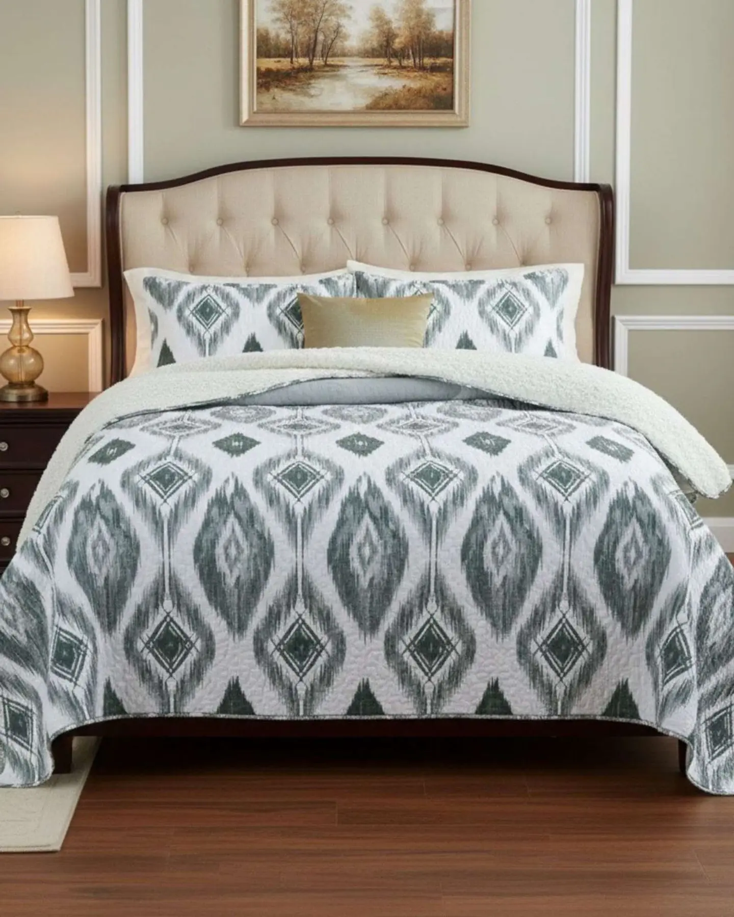 Cubrecama Quilt Con Sherpa Plaza y Media Diseño Elegante 180x230cm 3