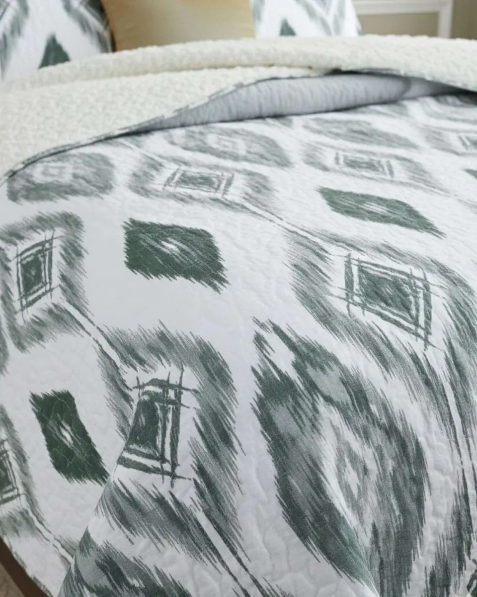 Cubrecama Quilt Con Sherpa Plaza y Media Diseño Elegante 180x230cm 6
