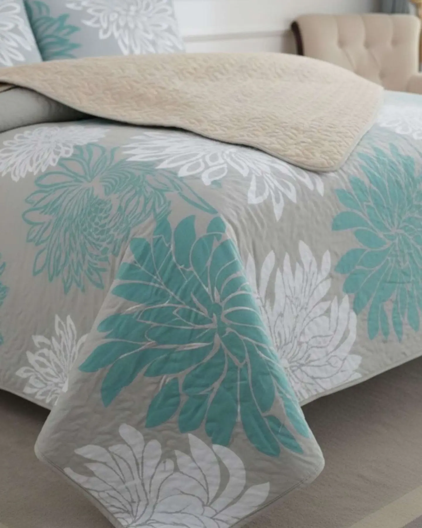 Cubrecama Quilt Con Sherpa Plaza y Media Diseño Elegante 180x230cm 6