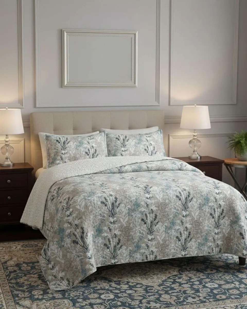 Cubrecama Quilt King Con Chiporro Diseño Elegante 250x270cm 3