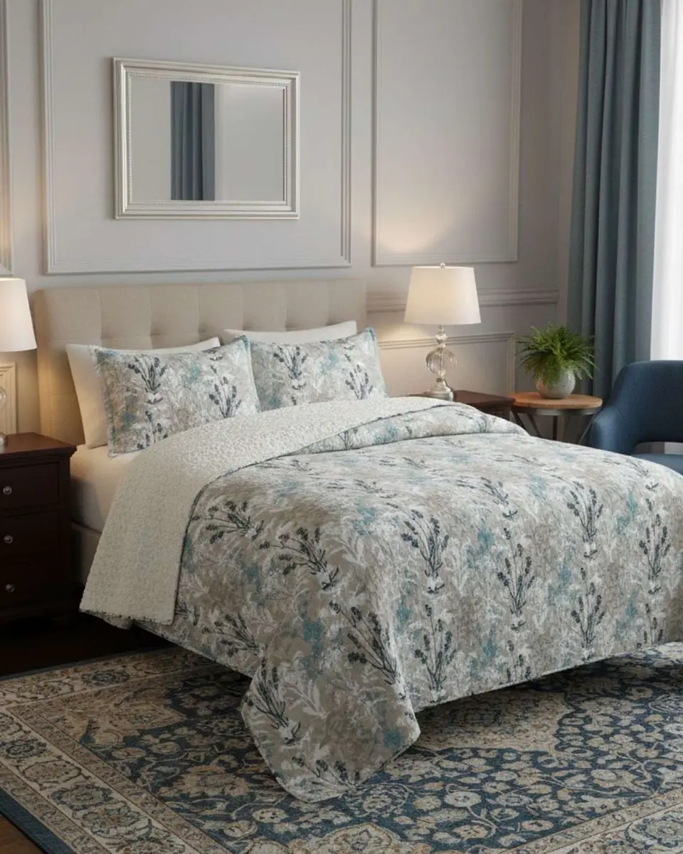 Cubrecama Quilt King Con Chiporro Diseño Elegante 250x270cm 4