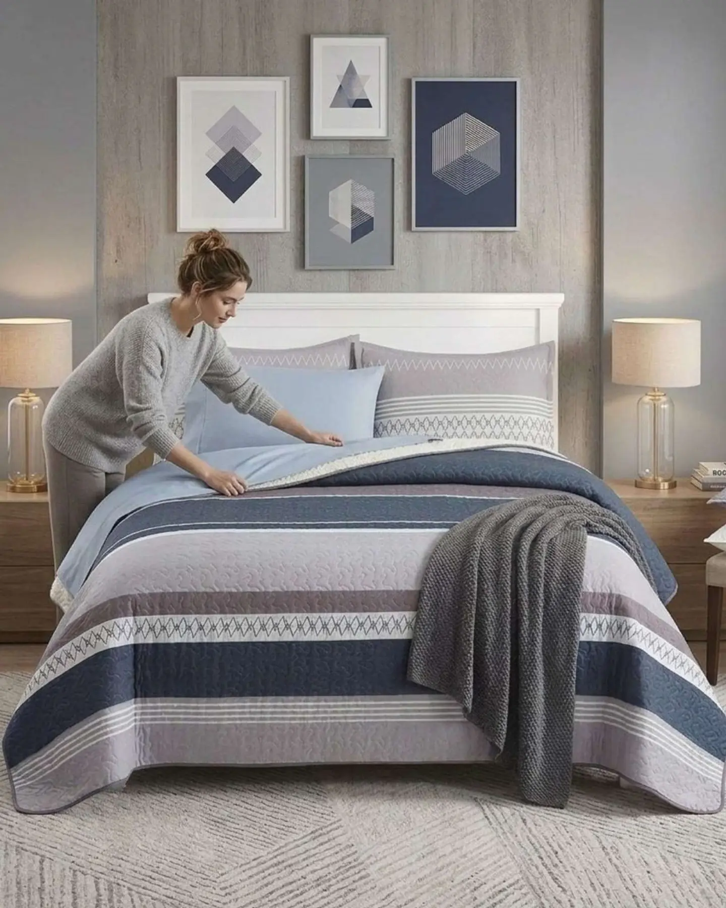 Cubrecama Quilt King Con Chiporro Diseño Elegante 250x270cm 4