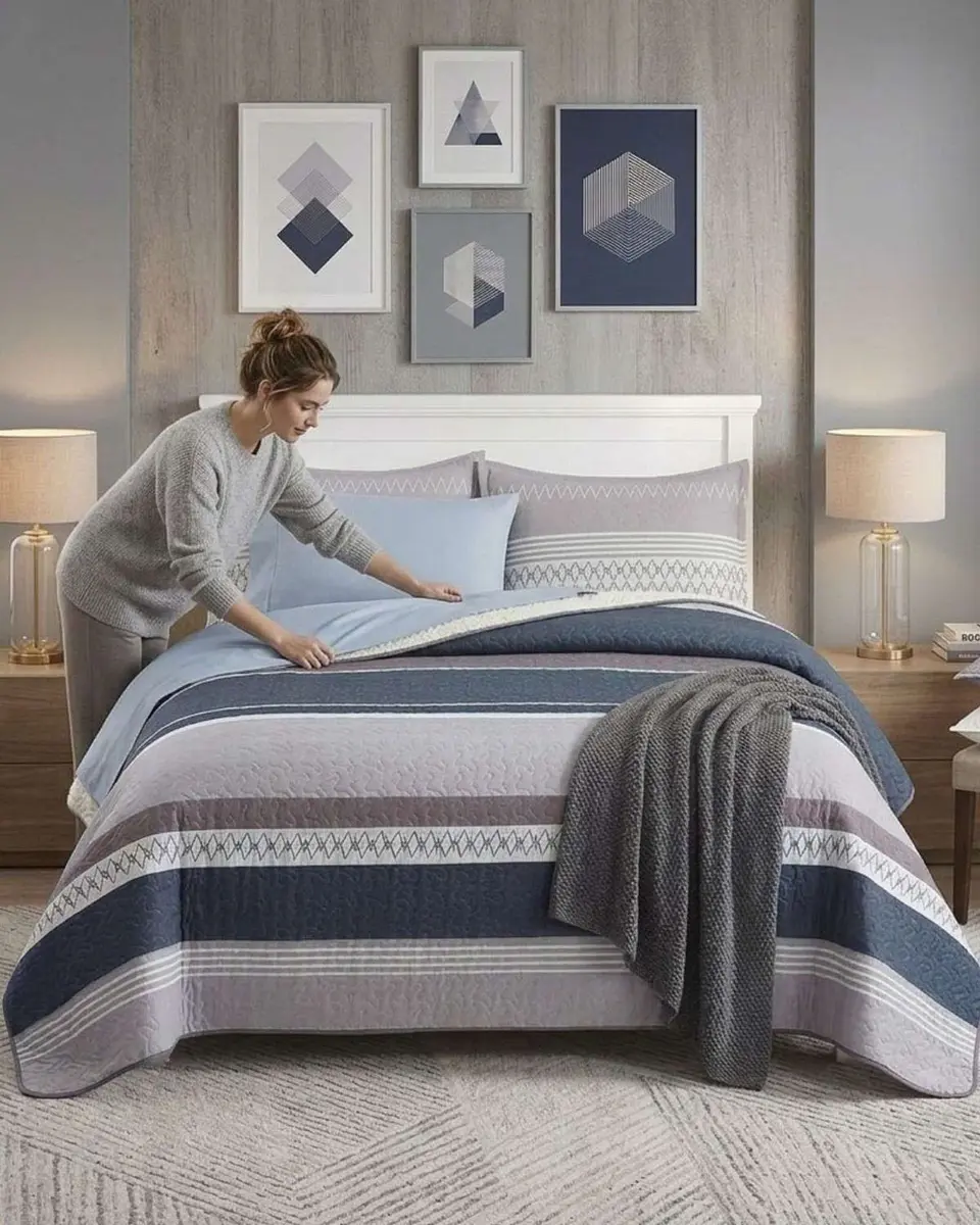 Cubrecama Quilt King Con Chiporro Diseño Elegante 250x270cm 4