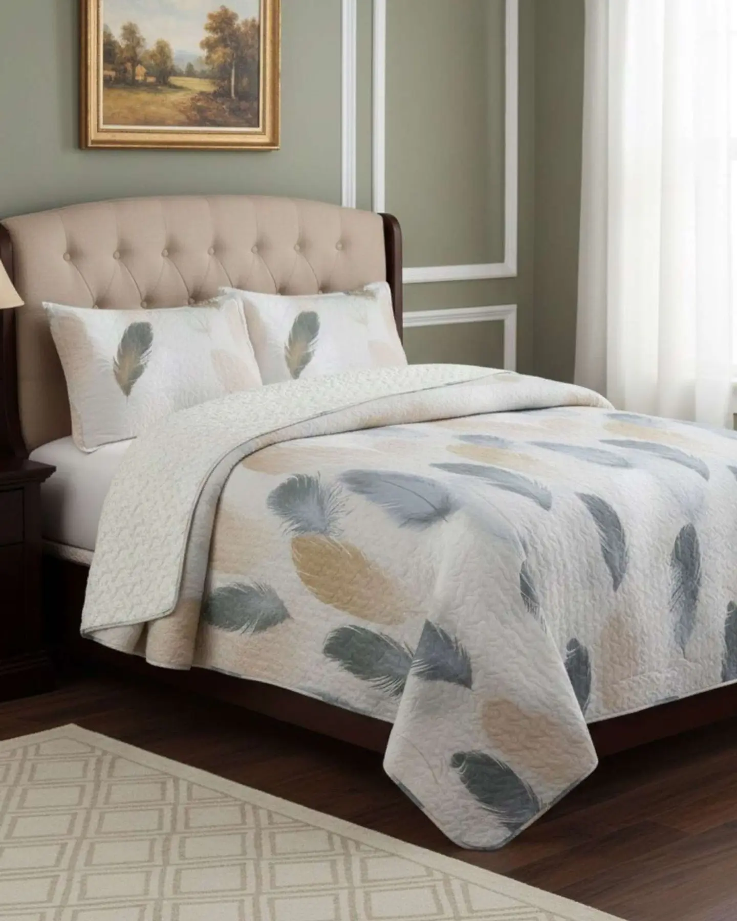 Cubrecama Quilt King Con Chiporro Diseño Elegante 250x270cm 4