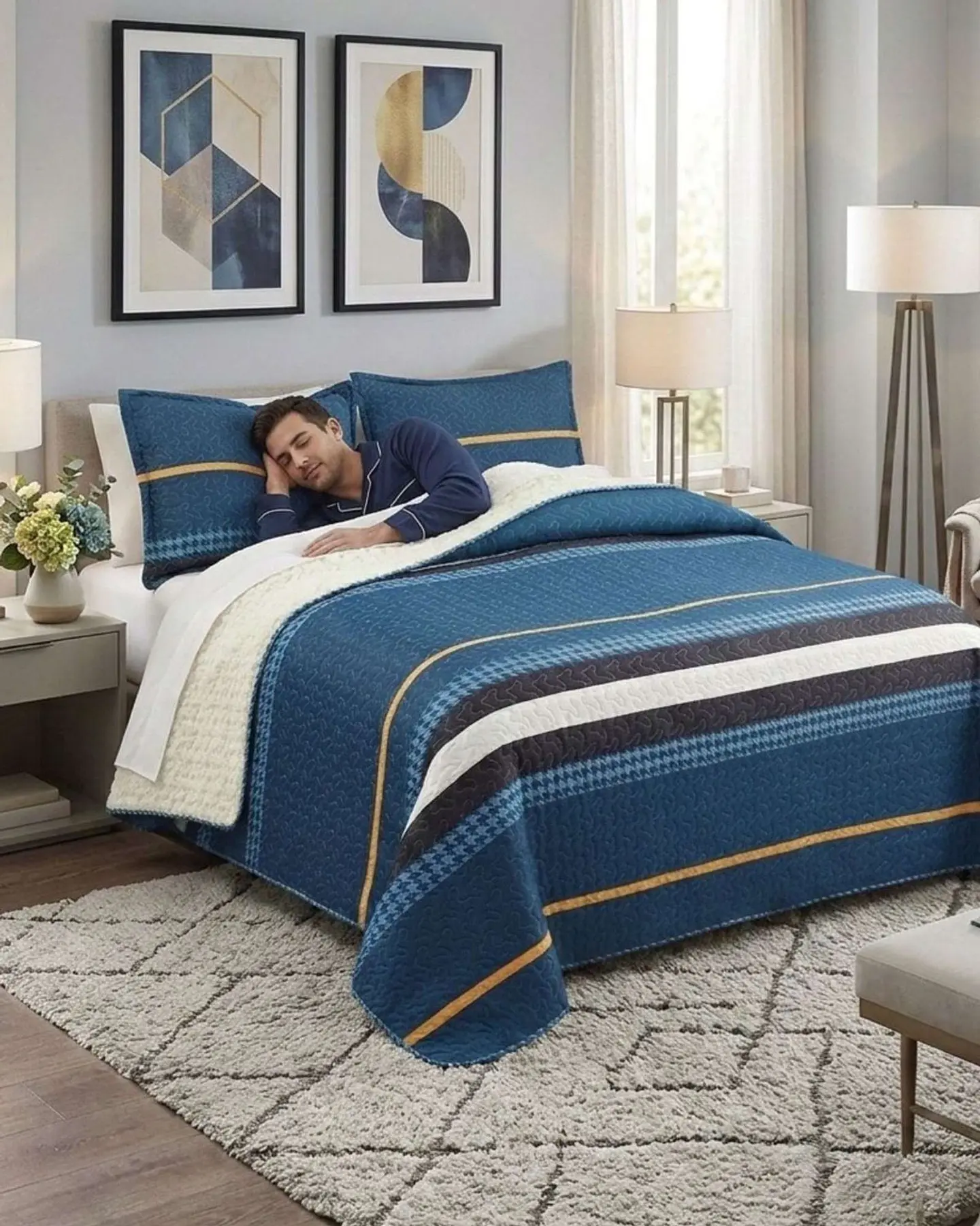 Cubrecama Quilt King Con Chiporro Diseño Elegante 250x270cm 1
