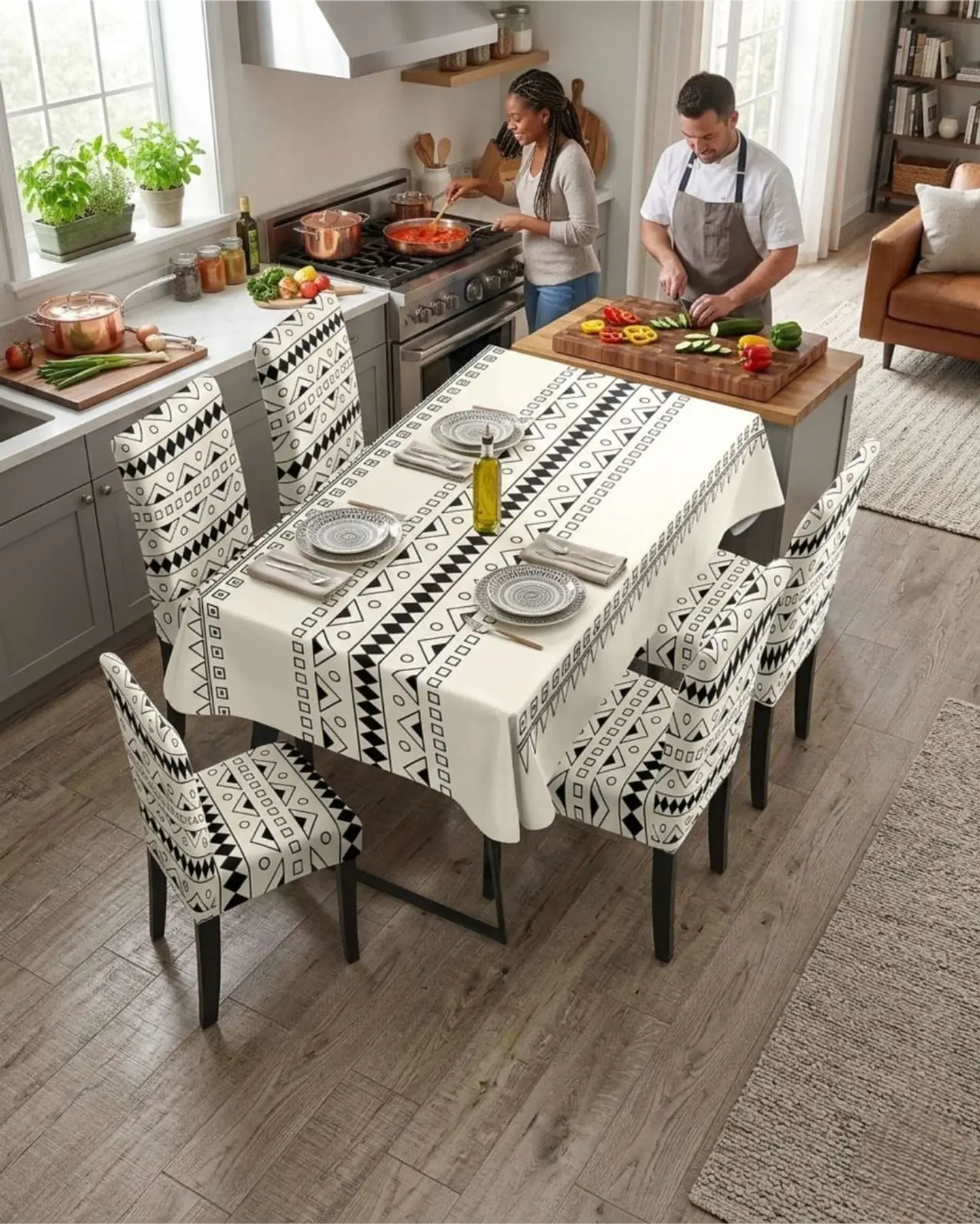 Juego De Mantel Antimanchas 140x220 + 6 Fundas De Silla 4