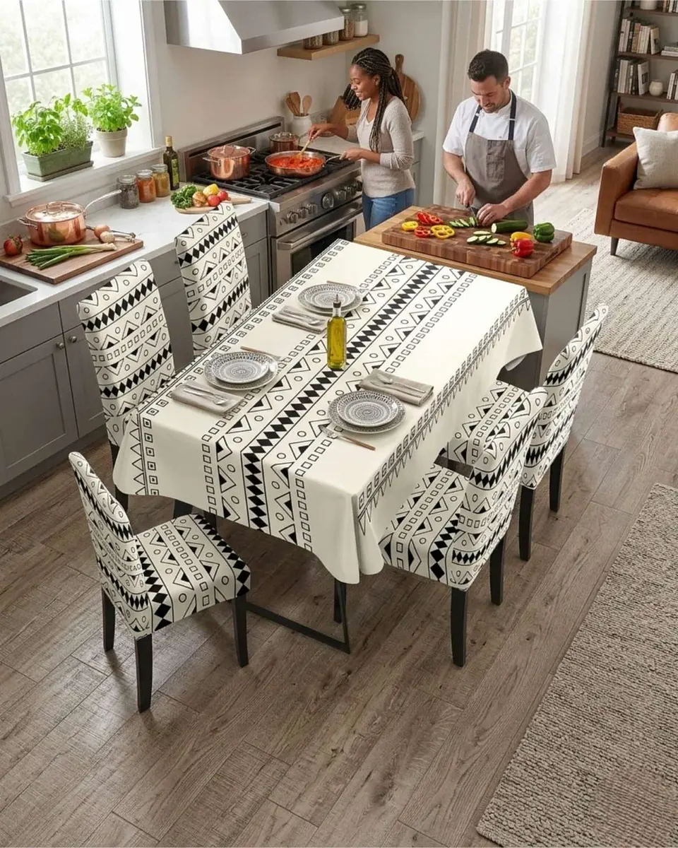 Juego De Mantel Antimanchas 140x220 + 6 Fundas De Silla 4