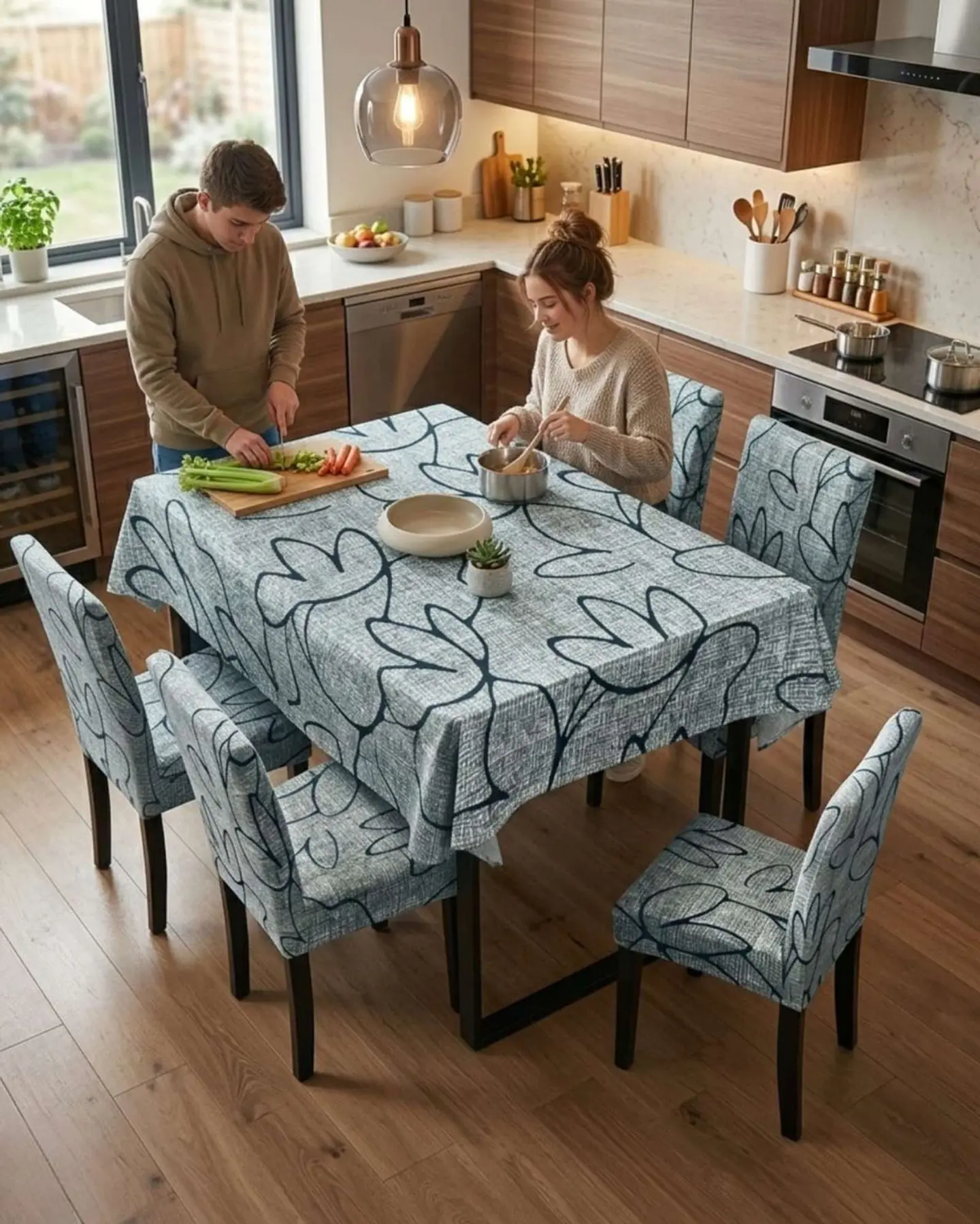 Juego De Mantel Antimanchas 140x220 + 6 Fundas De Silla 3