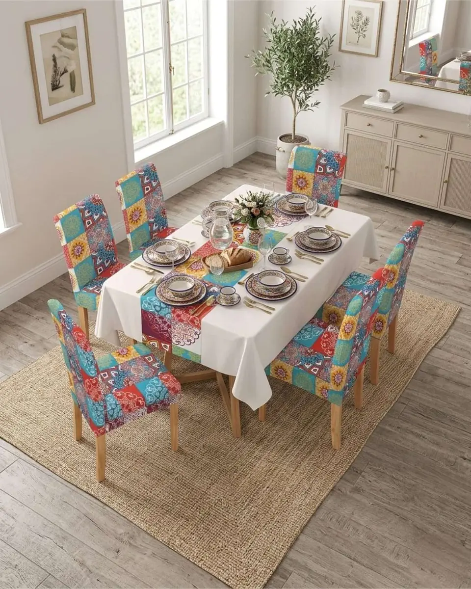 Juego De Mantel Antimanchas 140x220 + 6 Fundas De Silla 5
