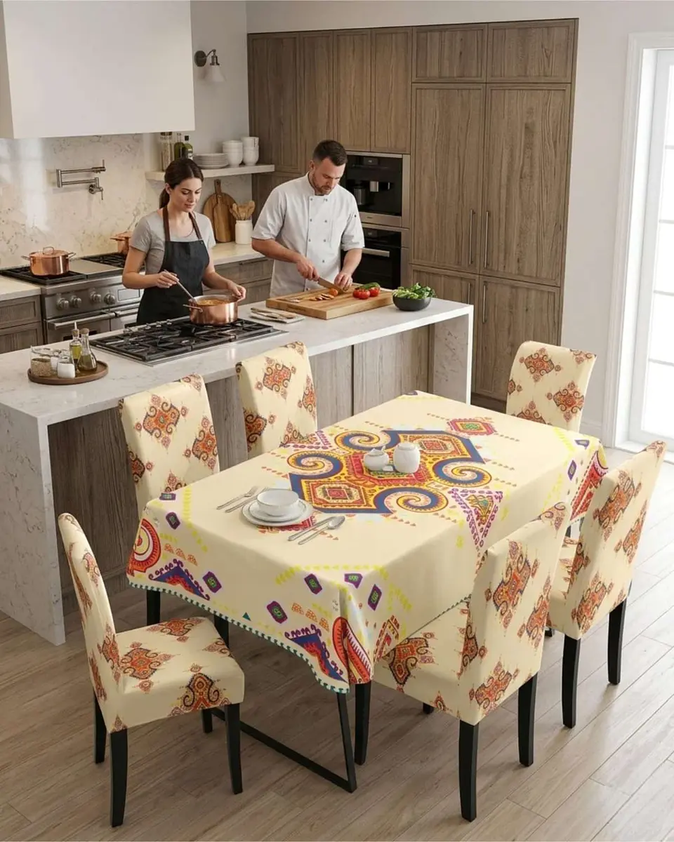 Juego De Mantel Antimanchas 140x220 + 6 Fundas De Silla 3