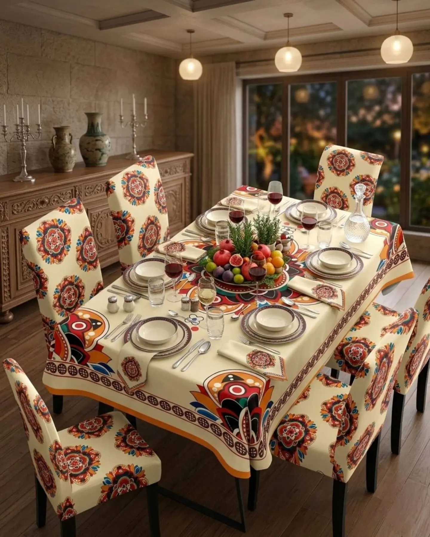 Juego De Mantel Antimanchas 140x220 + 6 Fundas De Silla 3
