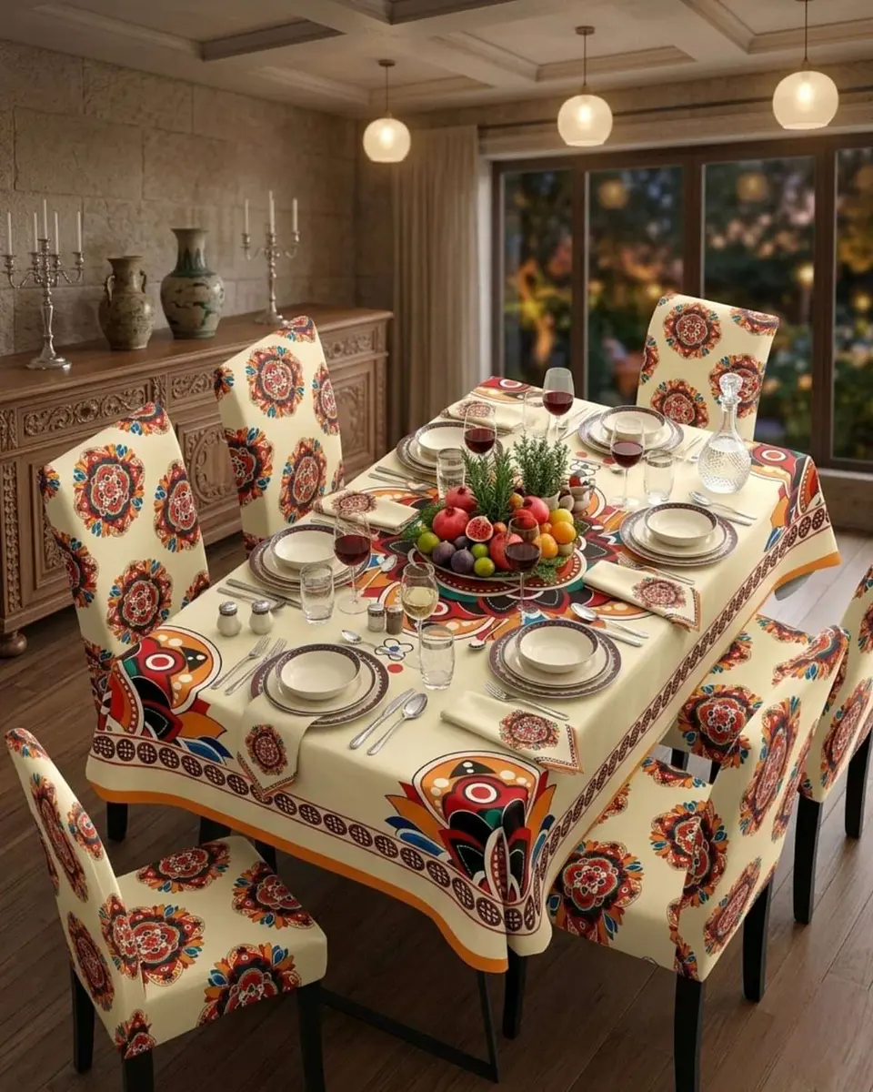 Juego De Mantel Antimanchas 140x220 + 6 Fundas De Silla 3