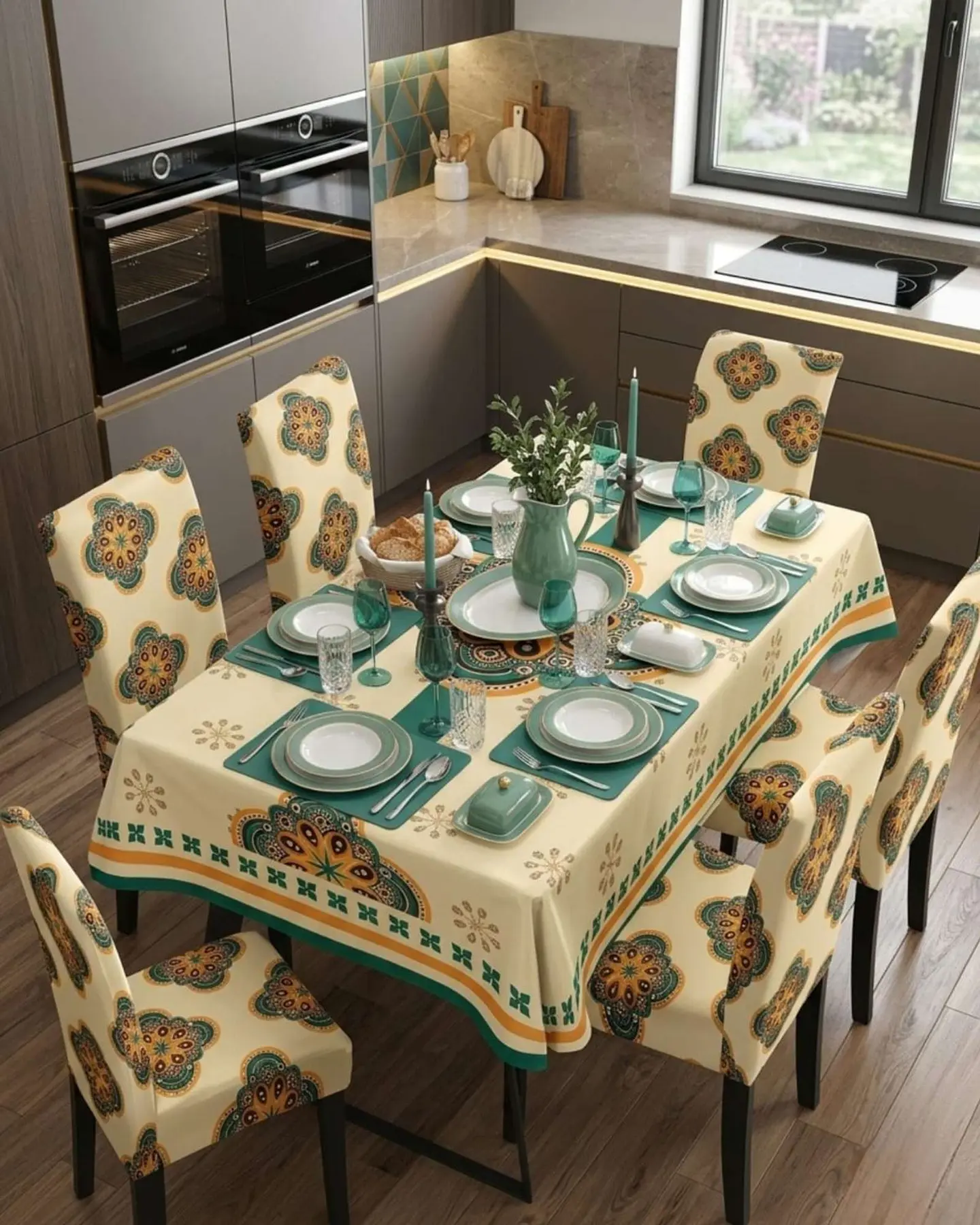Juego De Mantel Antimanchas 140x220 + 6 Fundas De Silla 3
