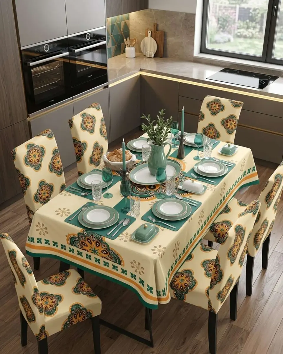 Juego De Mantel Antimanchas 140x220 + 6 Fundas De Silla 3