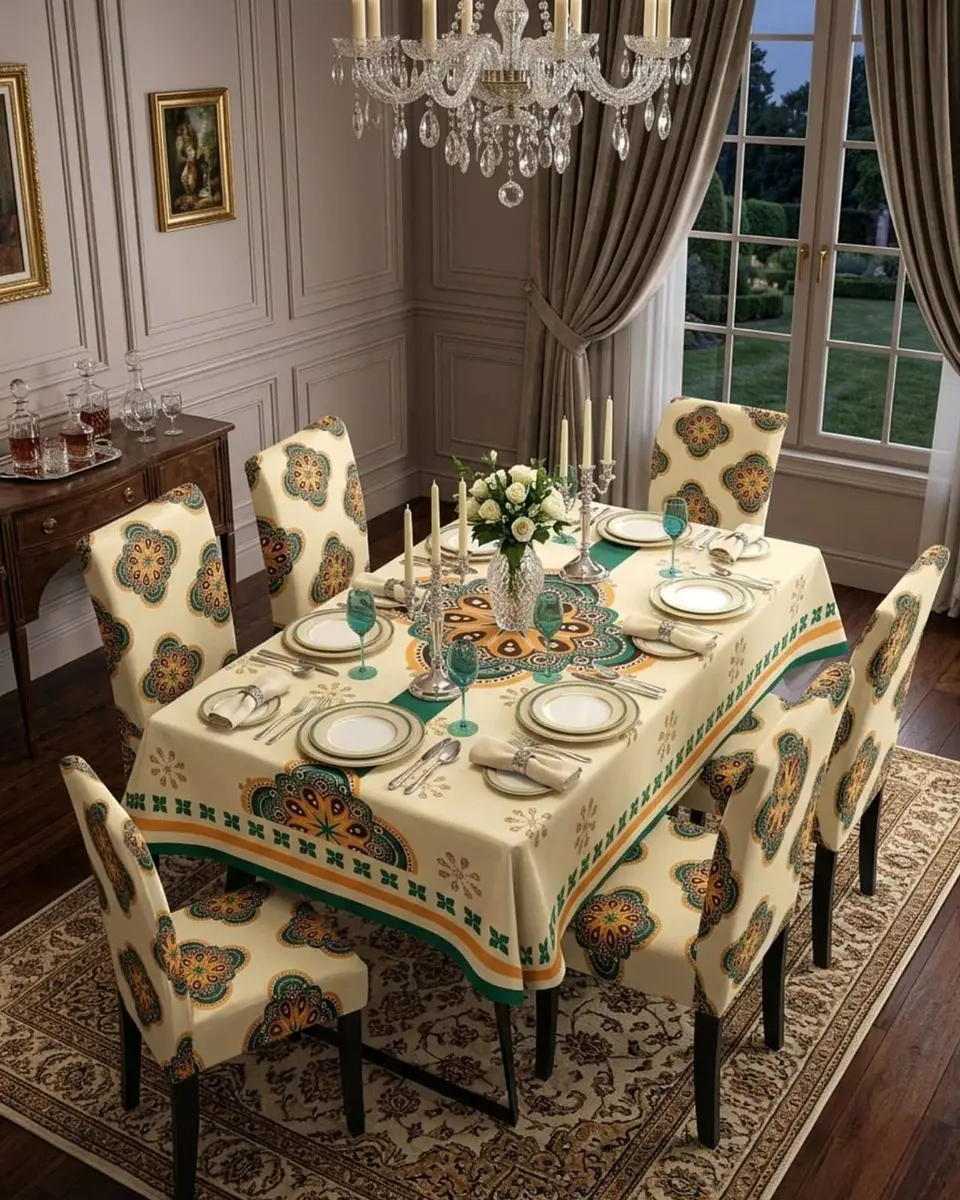 Juego De Mantel Antimanchas 140x220 + 6 Fundas De Silla 5