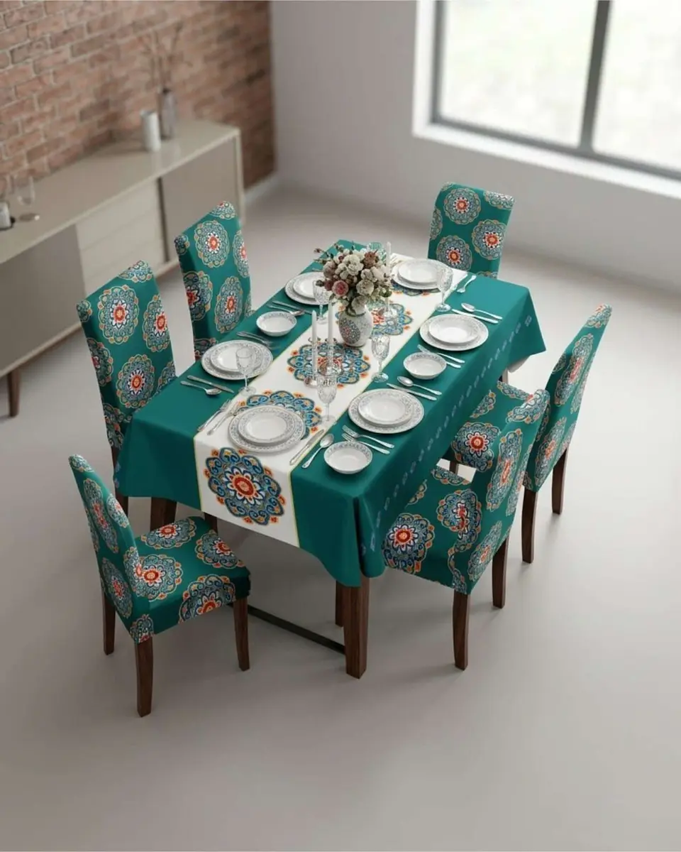 Juego De Mantel Antimanchas 140x220 + 6 Fundas De Silla 1