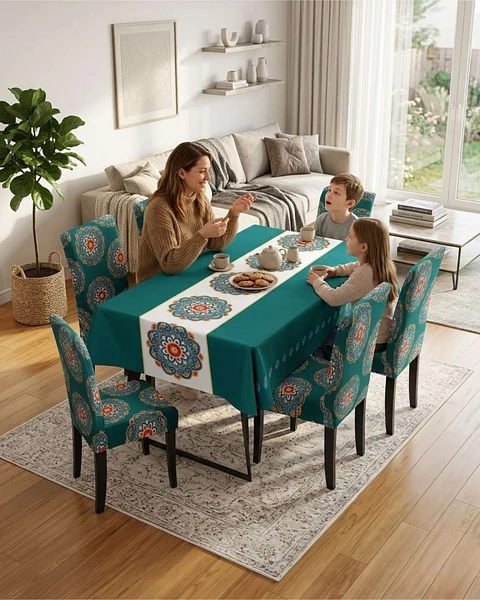 Juego De Mantel Antimanchas 140x220 + 6 Fundas De Silla