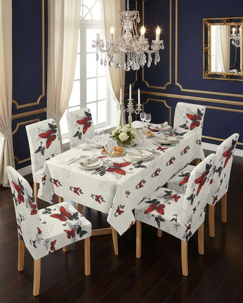 Juego De Mantel Antimanchas 140x220 + 6 Fundas De Silla