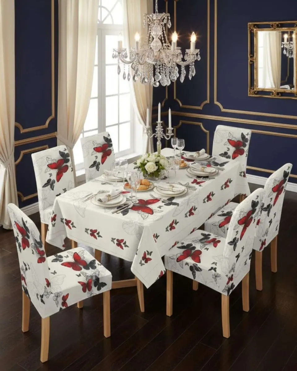 Juego De Mantel Antimanchas 140x220 + 6 Fundas De Silla 1
