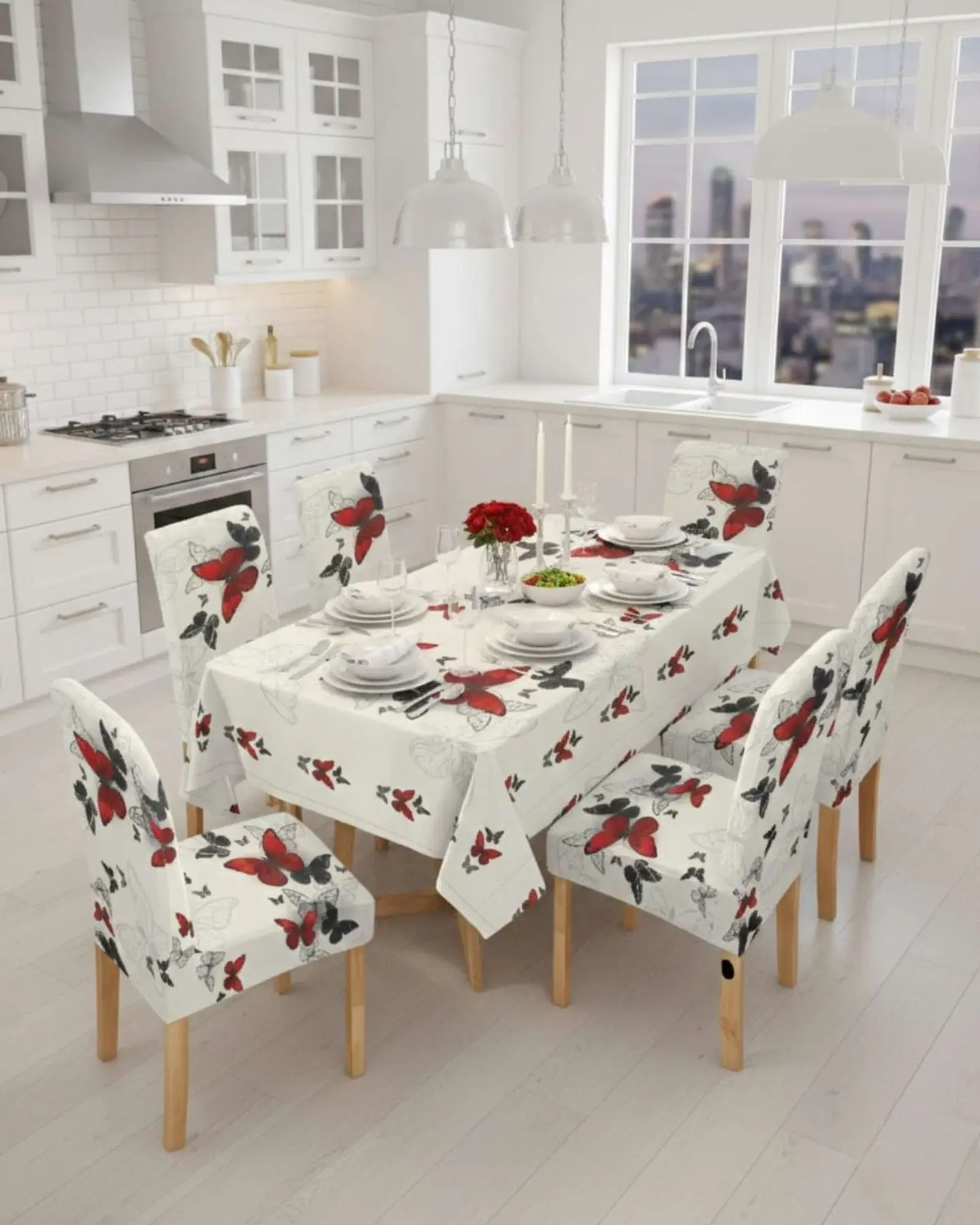 Juego De Mantel Antimanchas 140x220 + 6 Fundas De Silla 3