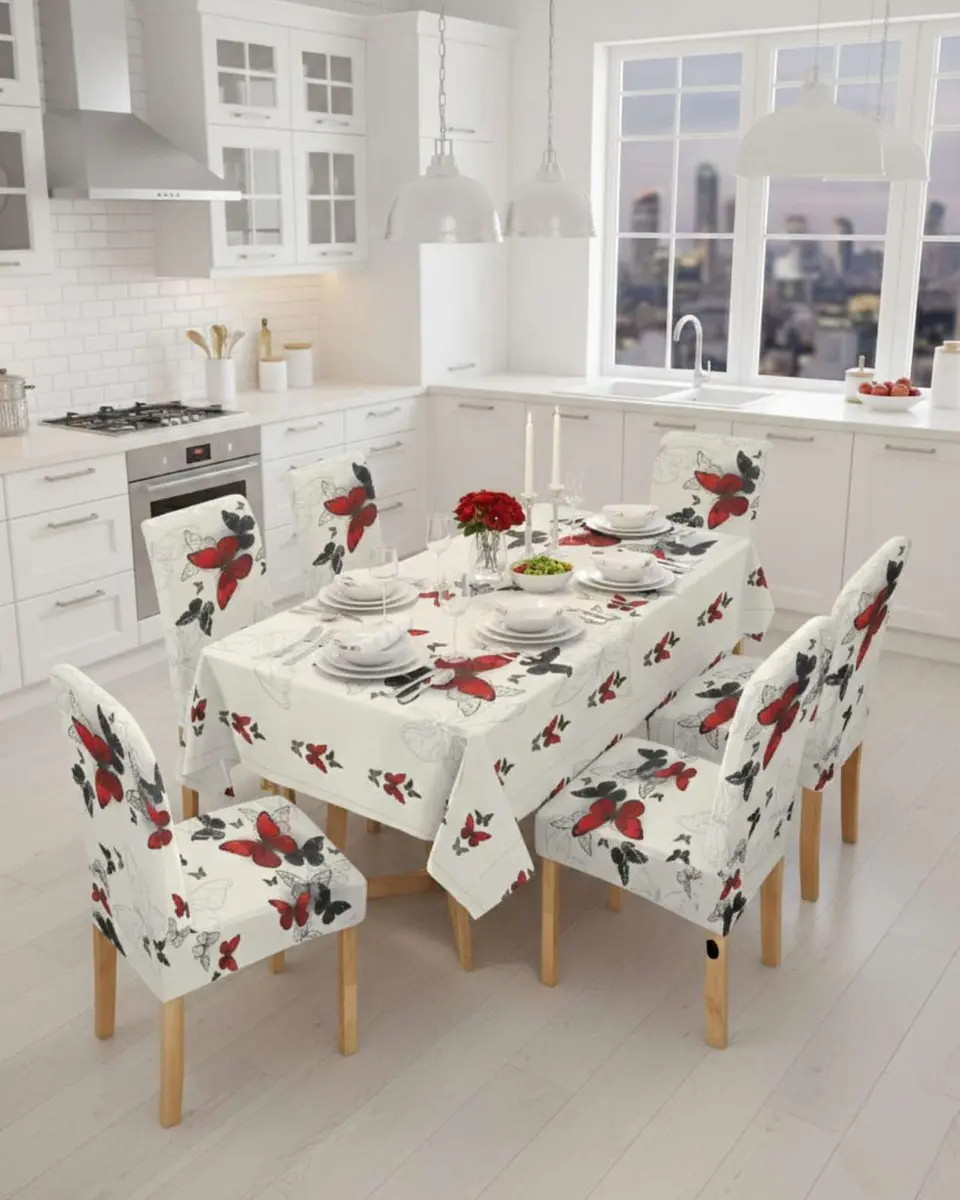 Juego De Mantel Antimanchas 140x220 + 6 Fundas De Silla 3