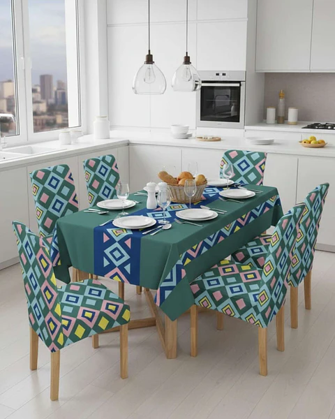 Juego De Mantel Antimanchas 140x220 + 6 Fundas De Silla
