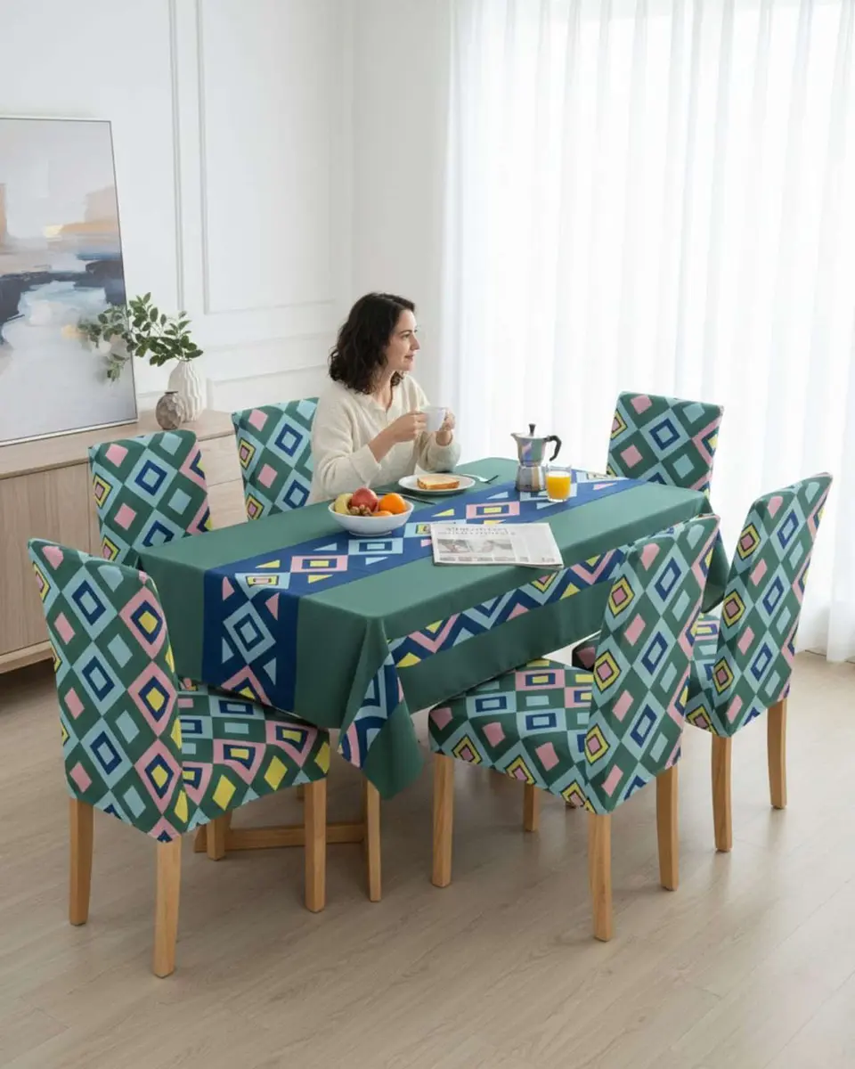Juego De Mantel Antimanchas 140x220 + 6 Fundas De Silla 3