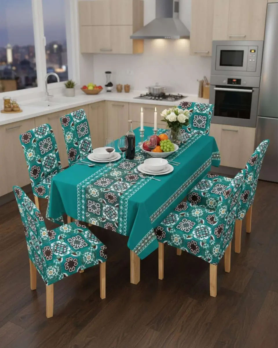 Juego De Mantel Antimanchas 140x220 + 6 Fundas De Silla 1