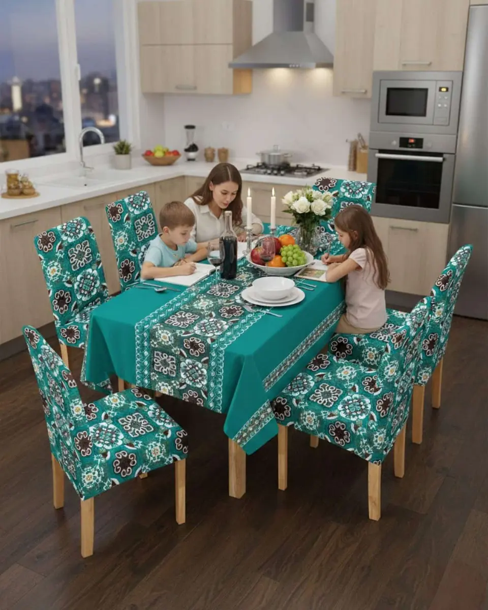 Juego De Mantel Antimanchas 140x220 + 6 Fundas De Silla 4