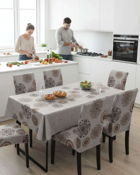 Juego De Mantel Antimanchas 140x220 + 6 Fundas De Silla