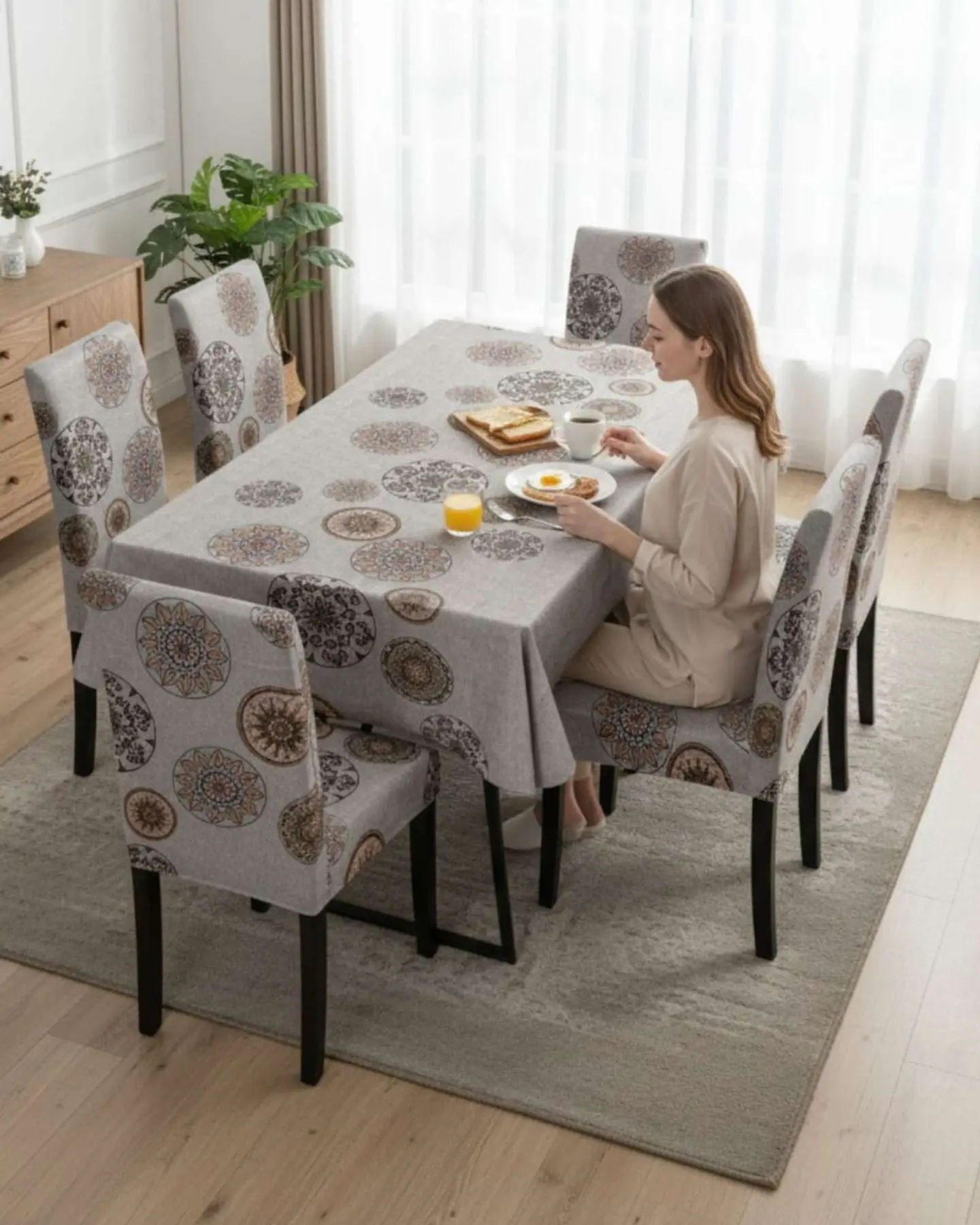 Juego De Mantel Antimanchas 140x220 + 6 Fundas De Silla 2