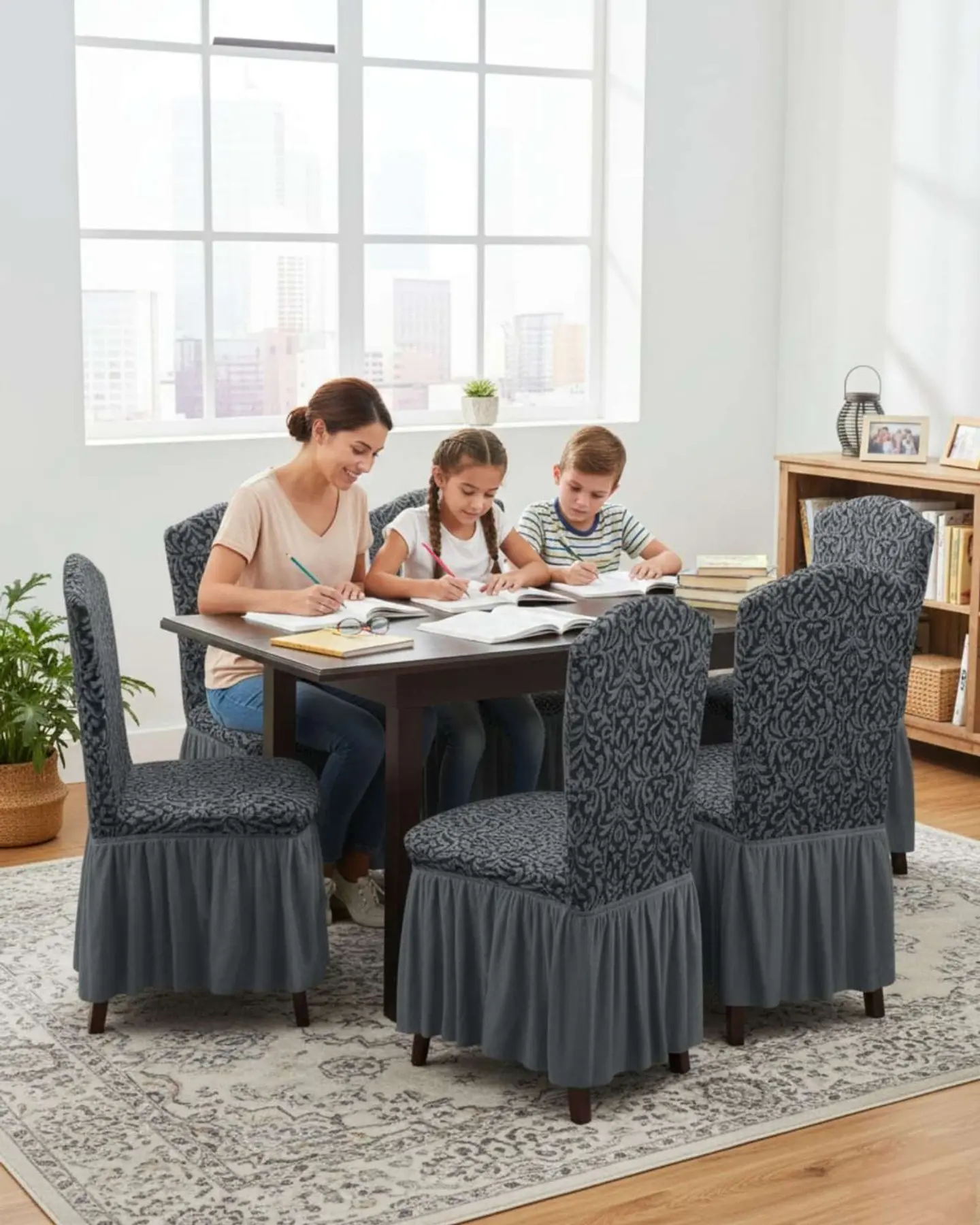 JUEGO DE 6 FUNDAS DE SILLA TEJIDO 3D 2