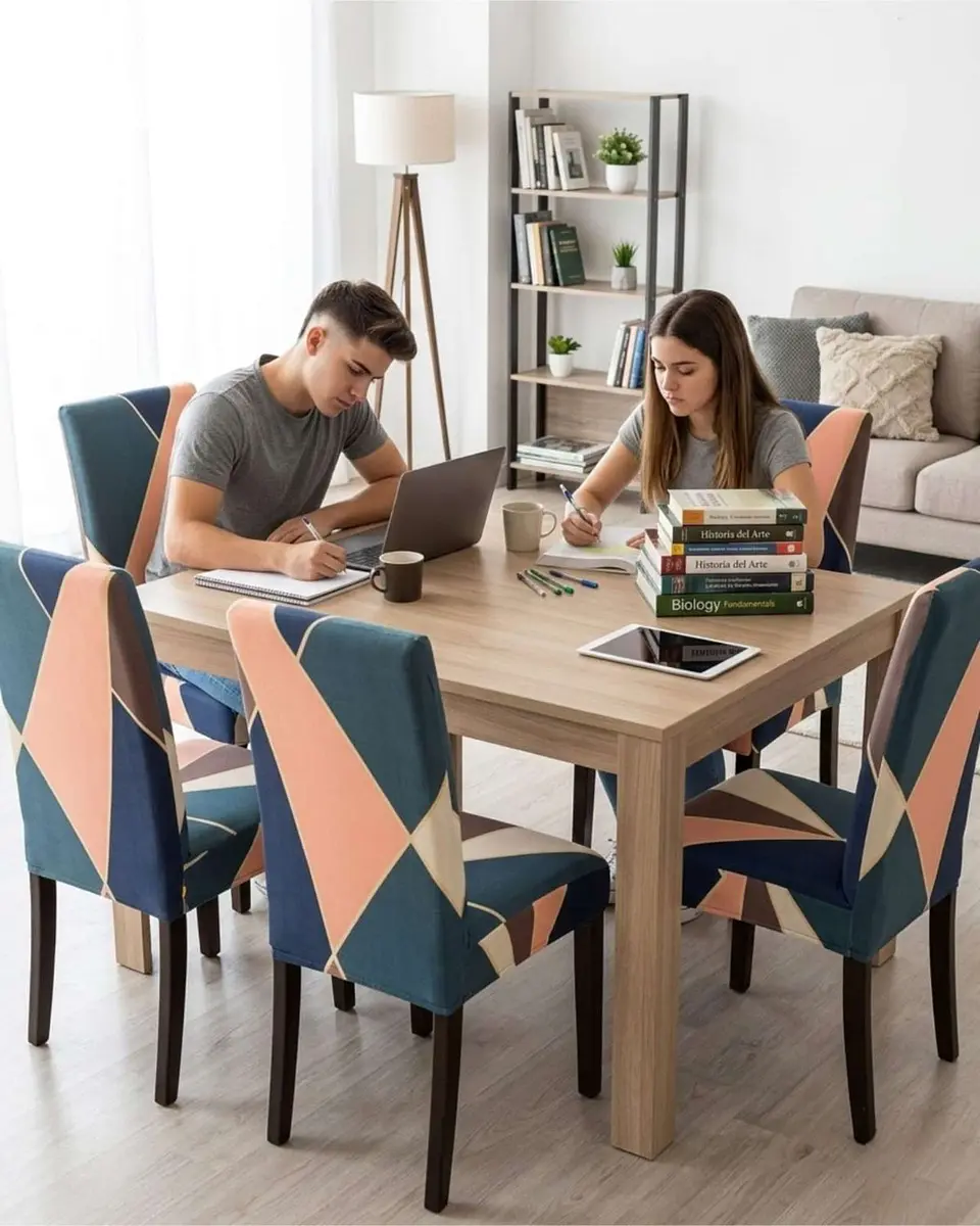 JUEGOS DE 6 FUNDAS PARA SILLAS  CON DISEÑO ELASTICO 4
