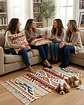 Pack Alfombra 60x90 cm + 2 Fundas de Cojín con Bordado Tufting y Flecos - Miniatura 1