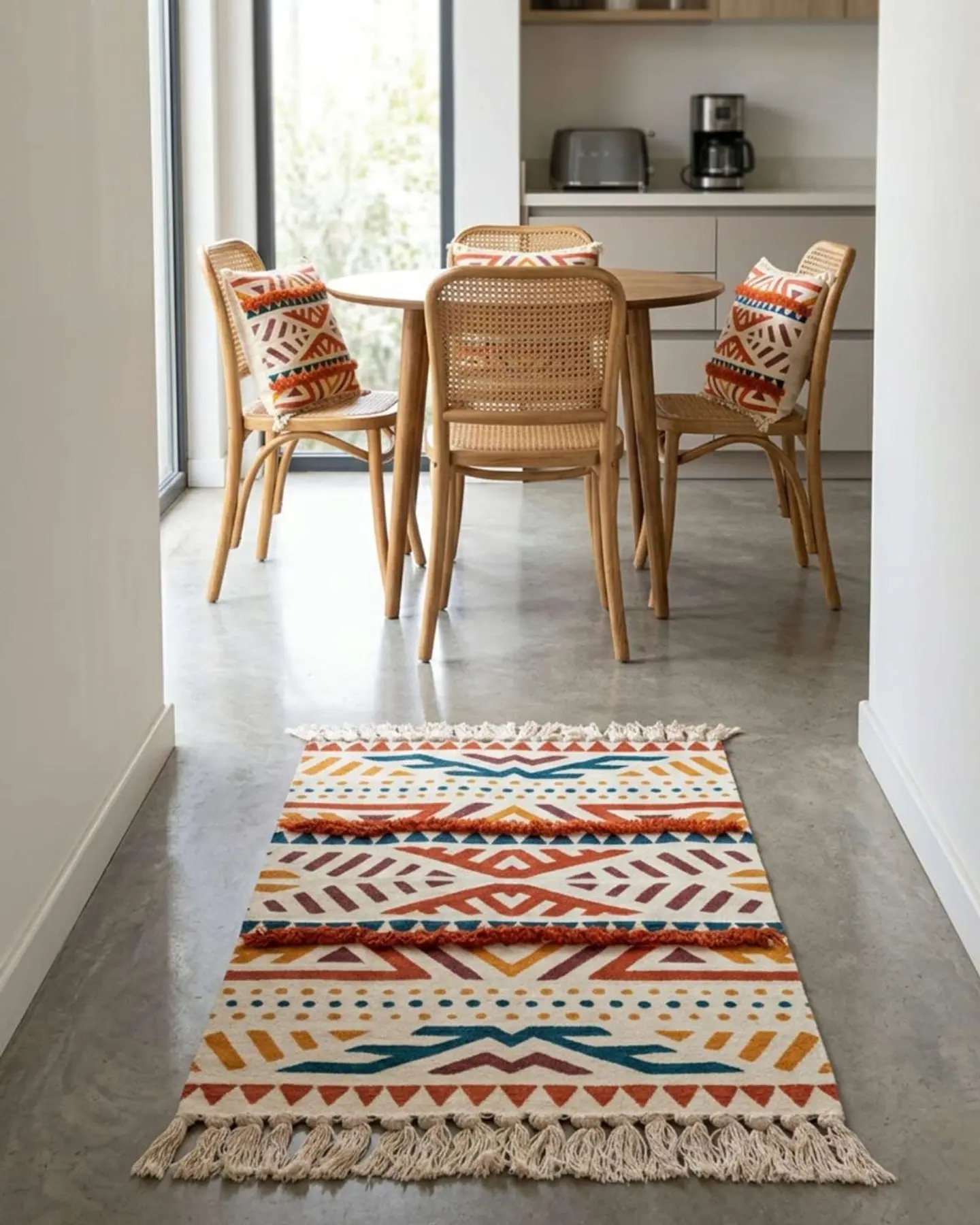 Pack Alfombra 60x90 cm + 2 Fundas de Cojín con Bordado Tufting y Flecos 3