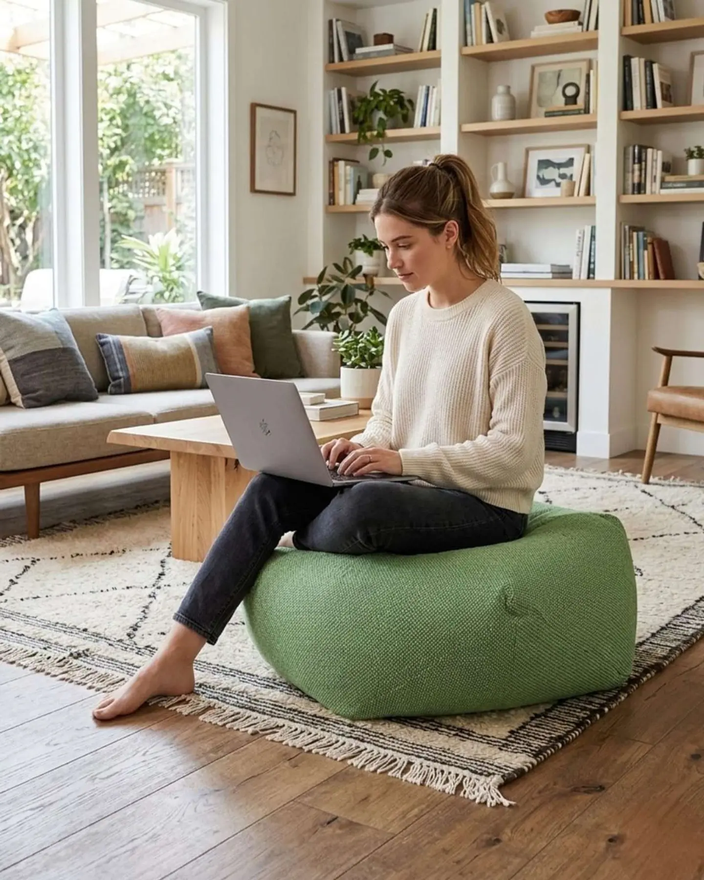 Set de 2 Puff Sofa Decorativo De Piso 50cm Estética Contemporánea 1