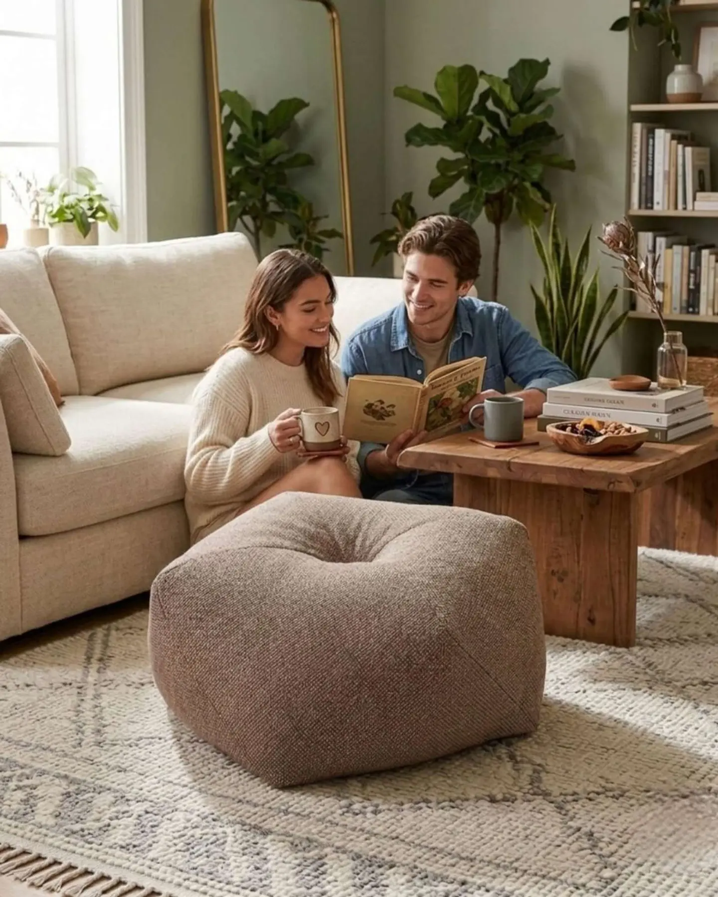 Set de 4 Puff Sofa Decorativo De Piso 50cm Estética Contemporánea 5