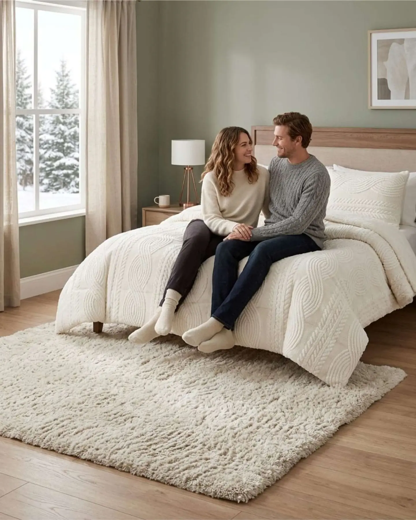 Cubrecama Trenzado Ultra Suave Invierno + Fundas 2