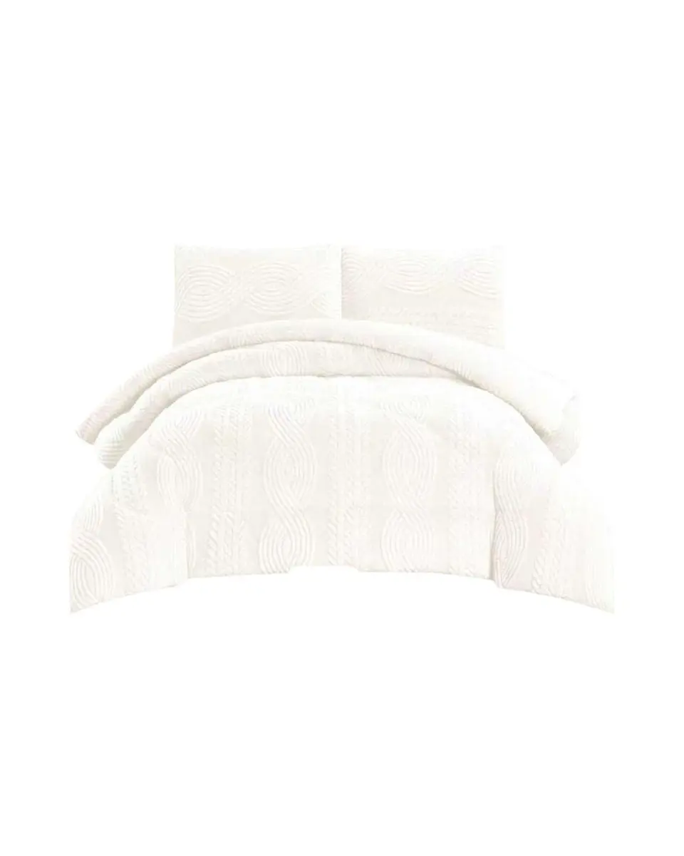 Cubrecama Trenzado Ultra Suave Invierno + Fundas 3