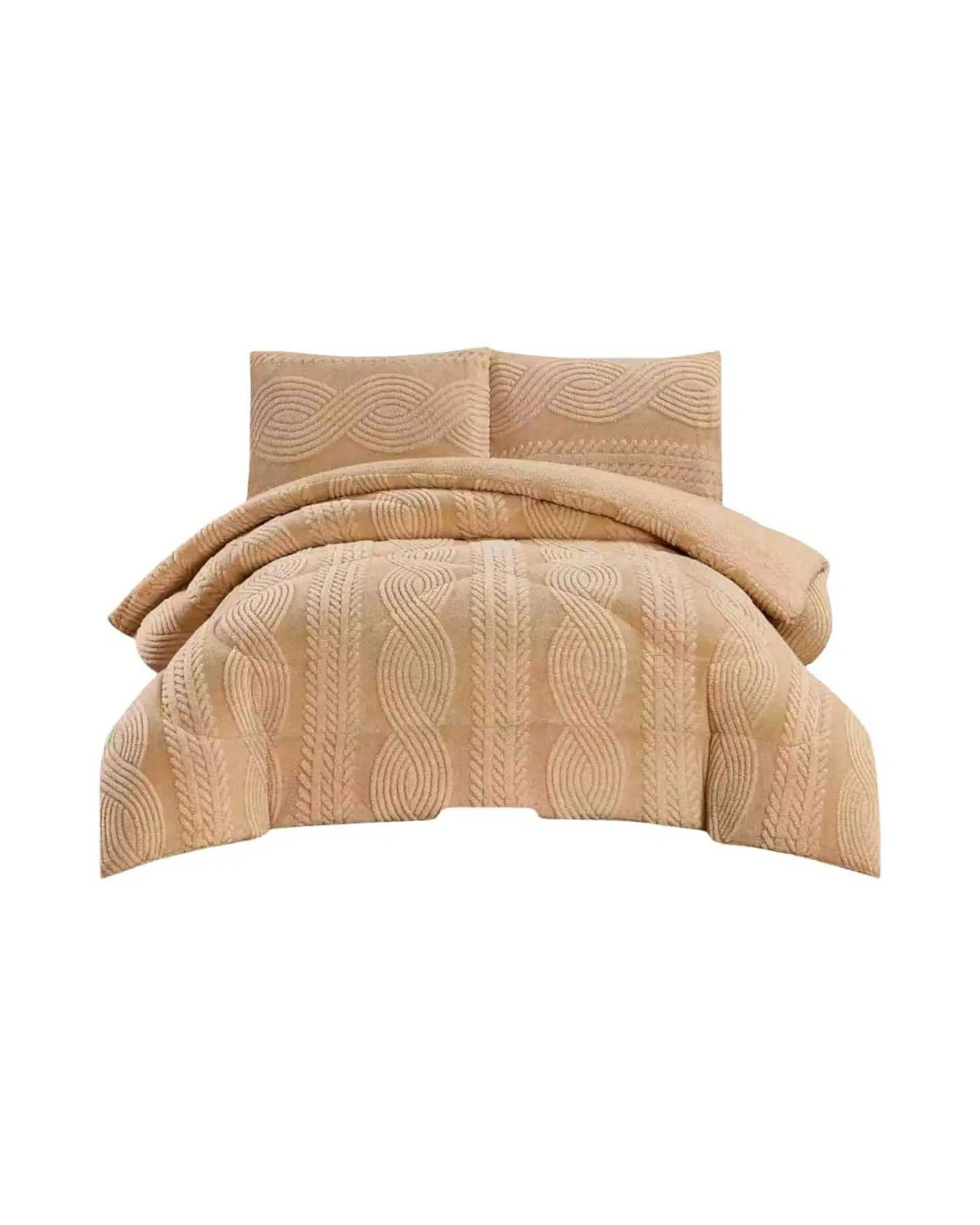 Cubrecama Trenzado Ultra Suave Invierno + Fundas 3